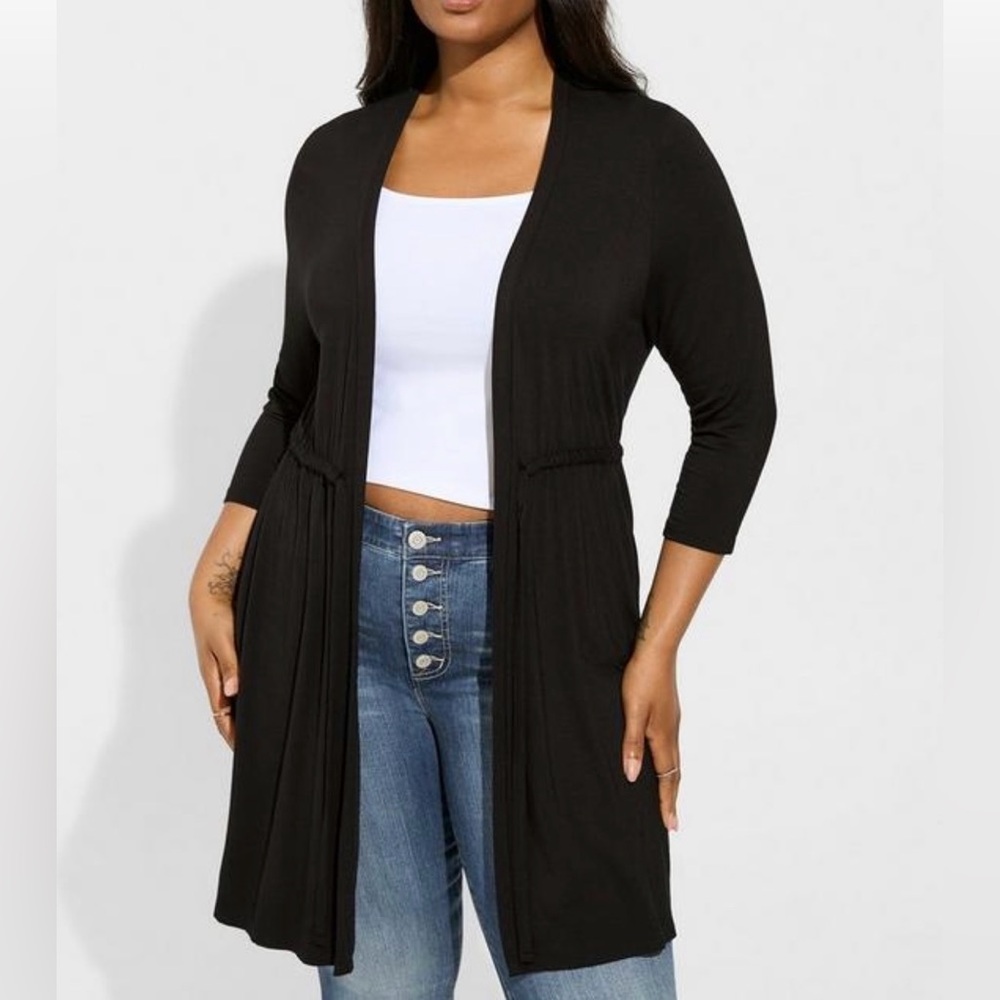 Torrid Black Open-Front Cardigan